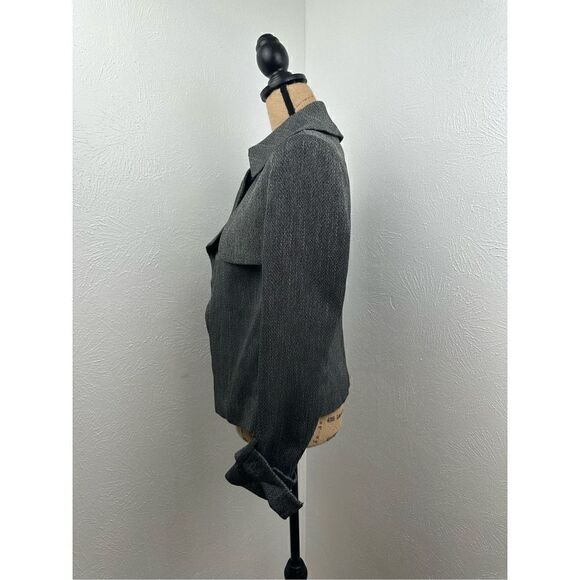 Anne Klein Women’s Black Herringbone Wide-Lapel Belted-Cuff Blazer Size 8 - Picture 2 of 12